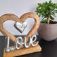 Herz Love aus Holz und Metall 21 cm