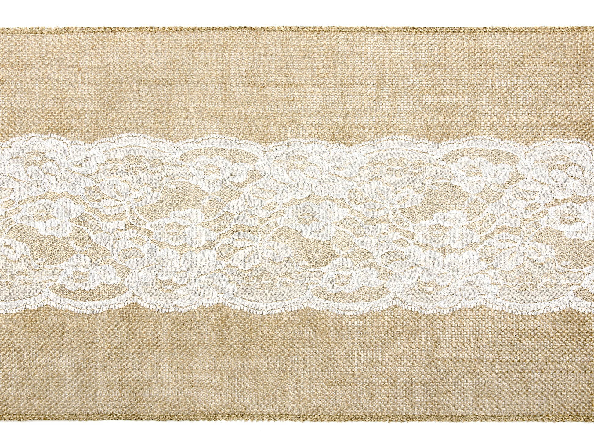 Jute mit Spitze (mittig) 28cm x 2,75m