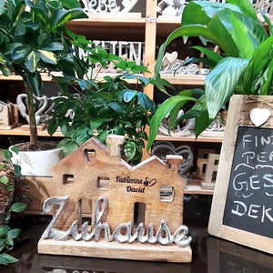 Dekoaufsteller Zuhause mit Wunschgravur 24cm personalisiertes Geschenk