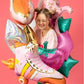 Folienballon Rollschuh rosa, orange mit goldenen Details 74x510 cm FB111 80er Jahre Party Deko