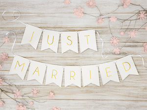 Banner Schriftzug "Just Married" golden