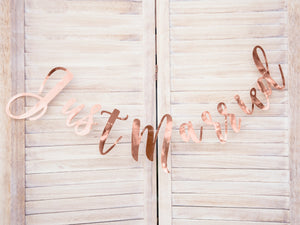 Banner "Just married" rosegold