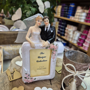 Tortenfigur "Hochzeitspaar" mit Fotorahmen 14cm