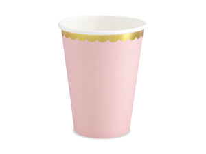 Pappbecher mit goldenem Rand, rosa