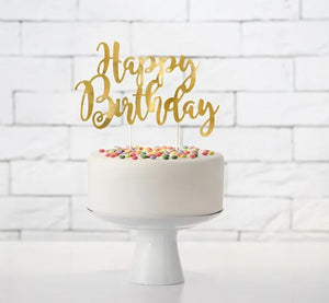 Cake Topper Happy Birthday Tortendeko, gold