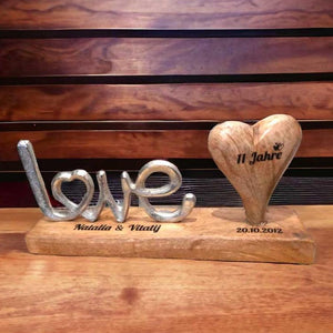 Holzherz Schriftzug "Love" 25x12x5 cm personalisiertes Geschenk