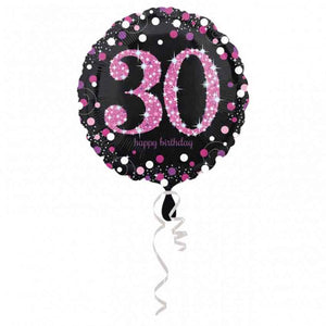 Glamour PINK Happy Birthday Folienballon ZAHL 30