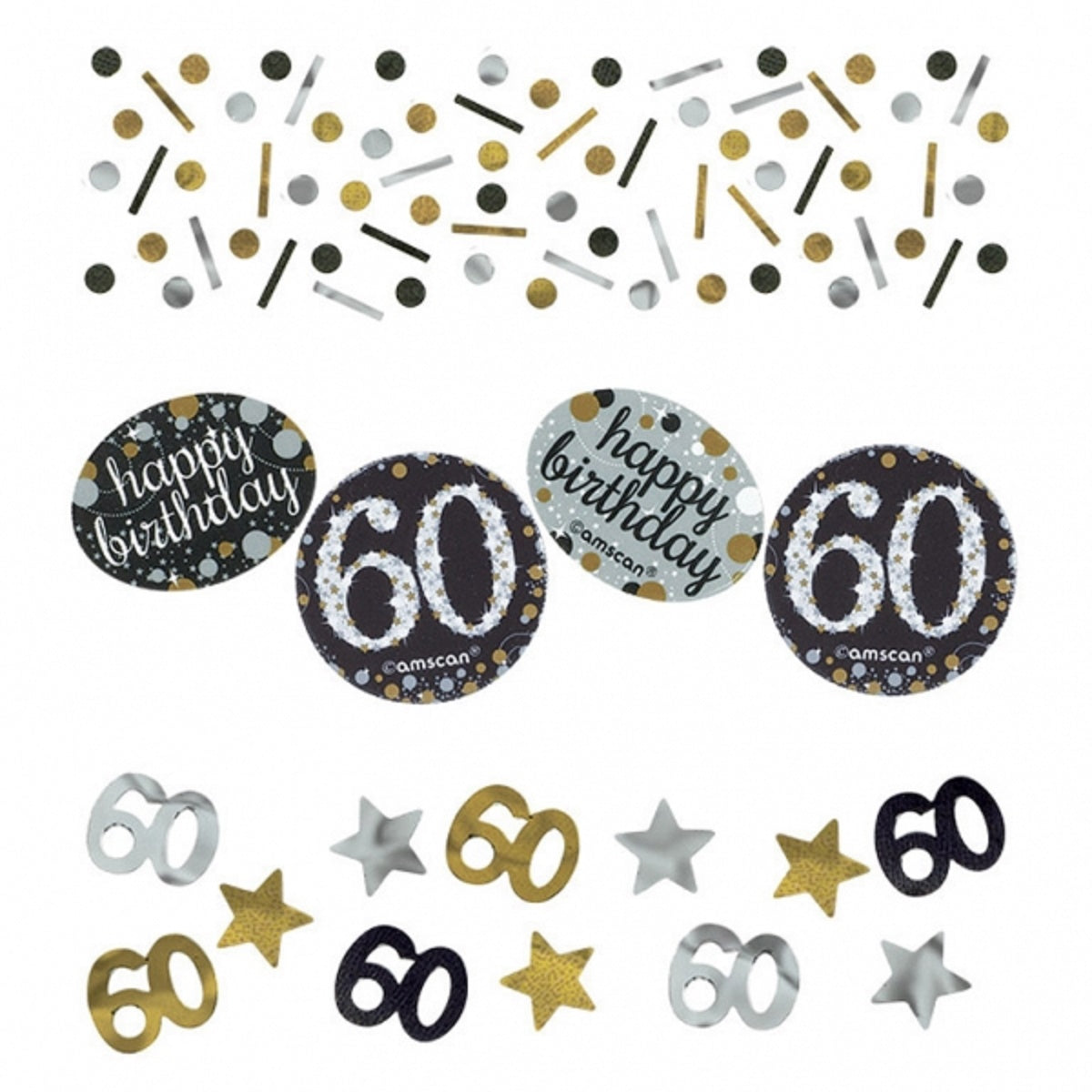 Glamour gold,Tischkonfetti,60. Geburtstag,60Jahre,Konfetti,Happy Birthday,Zahl 60,360188,Partydeko,Geburtstagsparty