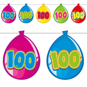 Party-Ballon Wimpelkette 10 m Zahl 100