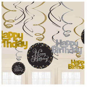 "Glamour Gold" Swirl Set Happy Birthday