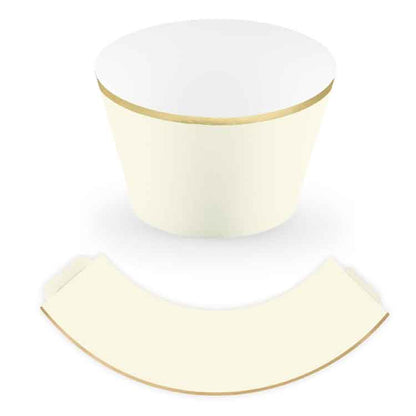 Cupcake und Muffin Papierförmchen hellbeige mit goldrand 6er