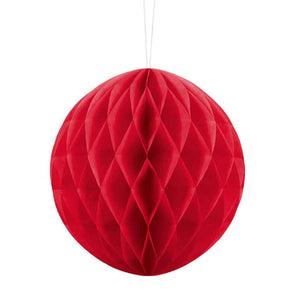 Wabenball aus Papier 20 cm rot