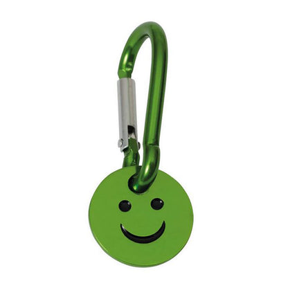 Schlüsselanhänger Smiley mit Karabiner grün