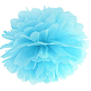 Pompom aus Seidenpapier 25cm himmelblau