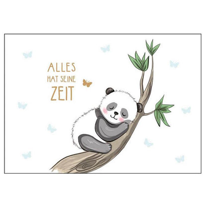 Postkarte Panda Alles hat seine Zeit