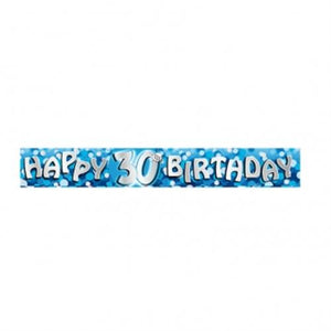 Blauer Happy Birthday Banner 2,7m mit der Zahl 30