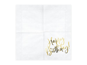 Servietten mit Gold-Druck "Happy Birthday" 20er