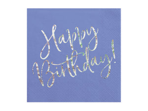 Servietten Happy Birthday Glitzer Effekt, blau