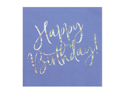 Servietten Happy Birthday Glitzer Effekt, blau