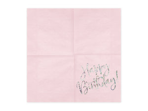 Servietten Happy Birthday Glitzer Effekt, rosa