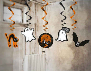 Halloween - Gespenstergirlande Grusel-Swirls 5er-Set 60cm