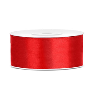 Satinband 25 mm x 25 m rot