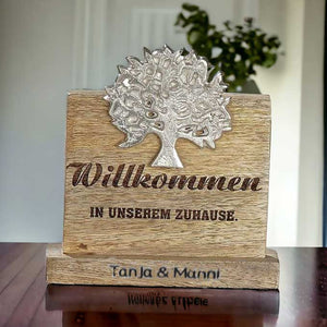 einzugsgeschenk "Willkommen" 16x15x4,5 cm personalisiertes Geschenk