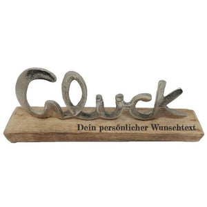 personalisierte Deko mit Schriftzug "Glück" 25x10 cm