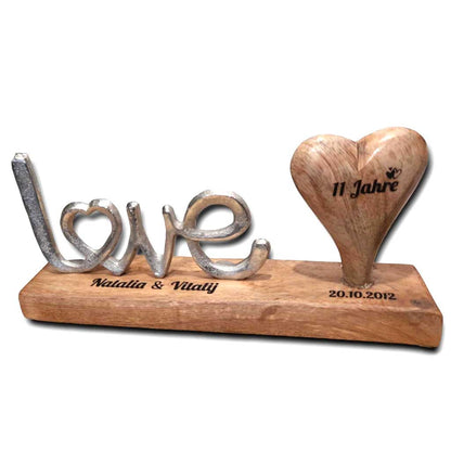 Holz Herz graviert mit Schriftzug Love 25cm