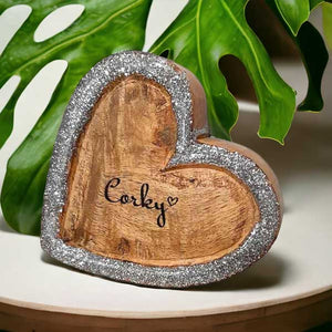 Holzherz mit silbernem Rand 12x12 cm personalisiertes Geschenk